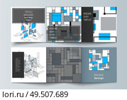 The minimal vector editable layout of square format covers design templates for trifold brochure, flyer, magazine. Abstract polygonal background, colorful mosaic pattern, retro bauhaus de stijl design.. The minimal vector editable layout of square format covers design templates for trifold brochure, flyer, magazine. Abstract polygonal background, colorful mosaic pattern, retro bauhaus de stijl design. Стоковая иллюстрация, агентство Ingram Publishing / Фотобанк Лори