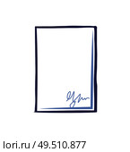 Empty sheet of paper with signature isolated. Office page with scribble in right corner. Line art sign of document, signed agreement or contract vector. Empty Sheet Paper Signature Office Page Isolated. Стоковая иллюстрация, агентство Ingram Publishing / Фотобанк Лори