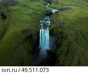 Icelandic waterfall from above. Стоковое фото, агентство Ingram Publishing / Фотобанк Лори