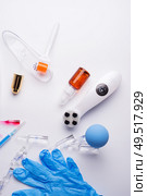  anti-age mesotherapy set for home and salon  skin care procedure around white background. beauty concept. flat lay. Стоковое фото, агентство Ingram Publishing / Фотобанк Лори