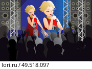 A vector illustration of beautiful singer singing on stage. Стоковая иллюстрация, агентство Ingram Publishing / Фотобанк Лори