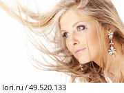 Portrait of the beautiful tousled blonde, isolated. Стоковое фото, агентство Ingram Publishing / Фотобанк Лори