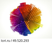 Displacement Worlds. 3D rendering of spherical noise displacement pattern on the subject of education, three dimensional technology, mathematic and virtual 3D rendering. Стоковое фото, агентство Ingram Publishing / Фотобанк Лори