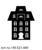 Christmas paper cut black holiday buildings. Window and door, floor and step, roof and chimney. Handmade decoration. White backstage vector illustration. Christmas Paper Cut Black Holiday Building Vector. Стоковая иллюстрация, агентство Ingram Publishing / Фотобанк Лори