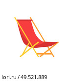Beach sunbed emblem cartoon isolated vector icon. Empty beach chair, folding seat of wood and tissue, single simple element, side view primitive badge. Beach Sunbed Emblem Cartoon Isolated Vector Icon. Стоковая иллюстрация, агентство Ingram Publishing / Фотобанк Лори