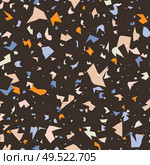 Terrazzo seamless pattern design with hand drawn rocks. Abstract modern background, flat vector illustration. Стоковая иллюстрация, агентство Ingram Publishing / Фотобанк Лори