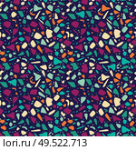 Terrazzo seamless pattern design with hand drawn rocks. Abstract modern background, flat vector illustration. Стоковая иллюстрация, агентство Ingram Publishing / Фотобанк Лори