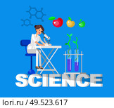 Detailed character woman scientis, laboratory technician looking through a microscope, Biotechnology icons concept. Selfie shots family and couples vector. Стоковая иллюстрация, агентство Ingram Publishing / Фотобанк Лори