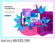 Concept illustration of business, office workers analysis of the evolutionary scale, SEO, market research Web site coding, internet search optimization. Landing page template, social media. Concept vector illustration of business, office workers analysis. Стоковая иллюстрация, агентство Ingram Publishing / Фотобанк Лори