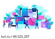 Landing page template of planning timework management people. Businnes Start Up Concept. Income and Success. Workers are studying the infographic, the analysis of evolutionary scale. Vector Business. Landing page template of planning timework management people. Businnes Start Up Concept. Стоковая иллюстрация, агентство Ingram Publishing / Фотобанк Лори