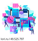 Landing page template of planning timework management people. Businnes Start Up Concept. Income and Success. Workers are studying the infographic, the analysis of evolutionary scale. Vector Business. Landing page template of planning timework management people. Businnes Start Up Concept. Стоковая иллюстрация, агентство Ingram Publishing / Фотобанк Лори