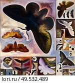 Inner Encryption series. Colorful collage of abstract organic forms, symbols and  art textures on subject of hidden meanings, sacred life, drama, poetry, mysticism and art. Стоковое фото, агентство Ingram Publishing / Фотобанк Лори