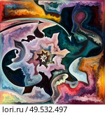 Spectral Mind. Colors In Us series. Abstract arrangement of human silhouettes, art textures and colors interplay suitable for projects on life, drama, poetry and perception. Стоковое фото, агентство Ingram Publishing / Фотобанк Лори