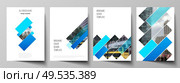 The vector layout of A4 format modern cover mockups design templates for brochure, magazine, flyer, booklet, annual report. Abstract geometric pattern creative modern blue background with rectangles. The vector layout of A4 format modern cover mockups design templates for brochure, magazine, flyer, booklet, annual report. Abstract geometric pattern creative modern blue background with rectangles. Стоковая иллюстрация, агентство Ingram Publishing / Фотобанк Лори