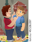 A vector illustration of little boy bullying his friend for bullying concept. Стоковая иллюстрация, агентство Ingram Publishing / Фотобанк Лори