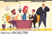 Radio show with politician interview on air symbols flat vector illustration. Стоковая иллюстрация, агентство Ingram Publishing / Фотобанк Лори