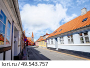 Danish village in the summer with red rooftops under a blue sky. Стоковое фото, агентство Ingram Publishing / Фотобанк Лори
