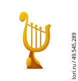 Golden lira award, vertical prize with strings. Musical old-fashioned instrument, vertically 3D trophy on white, symbol of classical melody vector. Golden Lira Award, Trophy with Strings Vector. Стоковая иллюстрация, агентство Ingram Publishing / Фотобанк Лори