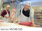 cutting a piece of meat. Стоковое фото, агентство Ingram Publishing / Фотобанк Лори