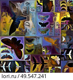 Spectral Passcode. Secret Password series. Backdrop design of human silhouettes, art textures and colors interplay for works on inner life, drama, poetry and perception. Стоковое фото, агентство Ingram Publishing / Фотобанк Лори