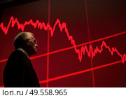 Падение биржевых котировок на экране. Стоковое AI-изображение, AI-художник Александр Жуков / Фотобанк Лори