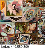 Passcode Search. Secret Password series. Abstract design made of human silhouettes, art textures and colors interplay relevant for inner life, drama, poetry and perception. Стоковое фото, агентство Ingram Publishing / Фотобанк Лори