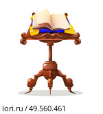 Old magic book on table cartoon concept with spell vector illustration. Стоковая иллюстрация, агентство Ingram Publishing / Фотобанк Лори