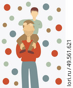 Illustration of father carrying his son on sholders - Fathers Day Celebration. Стоковое фото, агентство Ingram Publishing / Фотобанк Лори