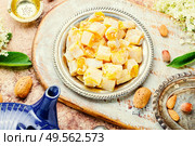Traditional oriental sweetness, Turkish delight lokum with elderberry flavor.. Turkish rahat lokum. Стоковое фото, агентство Ingram Publishing / Фотобанк Лори