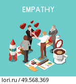 Isometric 3 d soft skills concept with empathy emotions at work among colleagues vector illustration. Стоковая иллюстрация, агентство Ingram Publishing / Фотобанк Лори