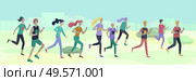 People Marathon Running Sport race sprint, concept illustration running men and women wearing sportswer in landscape. Jogging at Training. Healthy Active Speed Exercise. Cartoon Vector Illustration. People Marathon Running Sport race sprint, concept illustration running men and women wearing sportswer in landscape. Jogging at Training. Healthy Active Speed Exercise. Cartoon Vector. Стоковая иллюстрация, агентство Ingram Publishing / Фотобанк Лори
