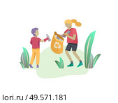 children Recycle Sort organic Garbage in different container for Separation to Reduce Environment Pollution. Girl and boy kids collect garbage in bag. Environmental day vector cartoon illustration. people and children Recycle Sort organic Garbage in different container for Separation to Reduce Environment Pollution. Family with kids collect garbage. Environmental day vector cartoon. Стоковая иллюстрация, агентство Ingram Publishing / Фотобанк Лори