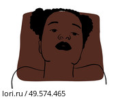 Hand draw outline portrait of african black woman with dark bown sample color. Abstract colletion of different people and skin tones. Diversity concept. Стоковое фото, агентство Ingram Publishing / Фотобанк Лори