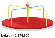 Carousel is equipment in yards on which children sit or stand and are pushed. Merry go round usually placed in play areas for kids marrymaking vector. Children Carousel for Merrymaking on Free Time. Стоковая иллюстрация, агентство Ingram Publishing / Фотобанк Лори
