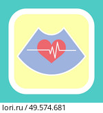 Heartbeat icon, cardiology logotype, medical sign, heart and line. Monitor with cardiogram logo, frequency and rhythm shape, electrocardiogram vector. Heart and Rhythm Line Icon, Cardiogram Sign Vector. Стоковая иллюстрация, агентство Ingram Publishing / Фотобанк Лори