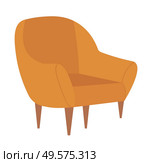 Chair with wooden legs vector, isolated armchair in vintage style, comfort in house, home interior armchair with soft texture, comfortable furniture. Armchair Comfortable Furniture for Home Interior. Стоковая иллюстрация, агентство Ingram Publishing / Фотобанк Лори