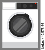 Washing machine with control panel. Electric appliance for cleaning clothes and fabric cloth. Washer and dryer, equipment with drum and timer. Contemporary device for housekeeping vector in flat. Washing Machine for Home Electric Appliance Vector. Стоковая иллюстрация, агентство Ingram Publishing / Фотобанк Лори