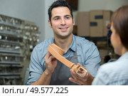 working process of the leather belt in the workshop. Стоковое фото, агентство Ingram Publishing / Фотобанк Лори