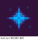 Star space pixel game, solar system sign in dark night sky. Vector 8 or 16 bit retro video game, cosmic body or starship in universe, pixel-art play. Star Space Pixel Game, Solar System Sign at Night. Стоковая иллюстрация, агентство Ingram Publishing / Фотобанк Лори