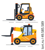 Construction of new infrastructure vector, isolated machinery used in building. Reactor and excavator, automated mechanical objects, flat style loader. Machinery Used in Working Process of Constructing. Стоковая иллюстрация, агентство Ingram Publishing / Фотобанк Лори