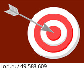 Board competition dartboard with aims in different colors and arrows, bullseye and target isolated on red. Circle shoot symbol for goal strategy or win. Learning element with accurate object vector. Bullseye and Target Arrow in Circle Center Vector. Стоковая иллюстрация, агентство Ingram Publishing / Фотобанк Лори