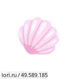 Seashell in closeup vector, isolated icon of flat style. Mollusk conch with wavy shell, cockleshell shellfish marine creature on beach, natural organism. Summer Seashell, Beach Conch Isolated Icon Closeup. Стоковая иллюстрация, агентство Ingram Publishing / Фотобанк Лори