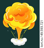 Bomb explosion, dynamite burst, danger explosive material, fireball and cloud. Game animation isolated icon, comic boom and flame splash. Big bang, destruction effect and smoke vector illustration. Dynamite Burst or Bomb Explosion Visual Effect. Стоковая иллюстрация, агентство Ingram Publishing / Фотобанк Лори