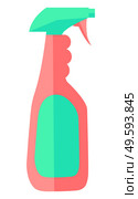 Cleaning spray in bottle or container for washing windows or glass, simple icon, detergent, cleanser, cleaning agent, washing cleaner, sanitize isolated flat symbol of abstergent, sanitation. Cleaning spray in bottle or container for washing windows or glass, simple icon, detergent, cleanser. Стоковая иллюстрация, агентство Ingram Publishing / Фотобанк Лори