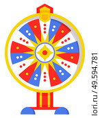 Wheel of fortune with colored sectors, flat style illustration. Game fortune wheel concept. Casino and gambling vector. Illustration of casino fortune, wheel winner game isolated on white background. Wheel of fortune with multi-colored sectors, flat style illustration. Casino and gambling vector. Стоковая иллюстрация, агентство Ingram Publishing / Фотобанк Лори