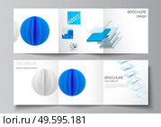 Vector layout of square covers design templates for trifold brochure, flyer, magazine, cover design, book design. 3d render vector composition with dynamic realistic geometric blue shapes in motion. Vector layout of square covers design templates for trifold brochure, flyer, magazine, cover design, book design. 3d render vector composition with dynamic realistic geometric blue shapes in motion. Стоковая иллюстрация, агентство Ingram Publishing / Фотобанк Лори