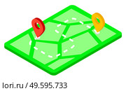 Map with waypoints, delivery service concept, vehicle route illustration with marked places for unloading. Transportation and cargo delivery services. Green map for a traveler with a marked route. Map with waypoints, delivery service concept, vehicle route. Map for a traveler with a marked route. Стоковая иллюстрация, агентство Ingram Publishing / Фотобанк Лори