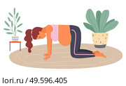 Birth position for painless childbirth labor, pregnant woman standing at knees on floor during painful birth pains, female with belly, comfortable posture for birthing, supported exercise, gymnastics. Birth position for childbirth labor, pregnant woman standing at knees during painful birth pains. Стоковая иллюстрация, агентство Ingram Publishing / Фотобанк Лори