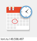 Calendar and clock icon. Concept of Schedule, appointment. Vector Illustration. Calendar and clock icon. Concept of Schedule, appointment. Vector Illustration EPS10. Стоковая иллюстрация, агентство Ingram Publishing / Фотобанк Лори
