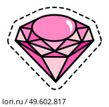 Brilliant icon isolated on white background. Jewel vector element with dashed line contour. Gemstone pink color beautiful stone with processed edges. Expensive decoration accessory, crystal, diamond. Brilliant icon isolated on white background. Jewel vector element with dashed line contour. Стоковая иллюстрация, агентство Ingram Publishing / Фотобанк Лори